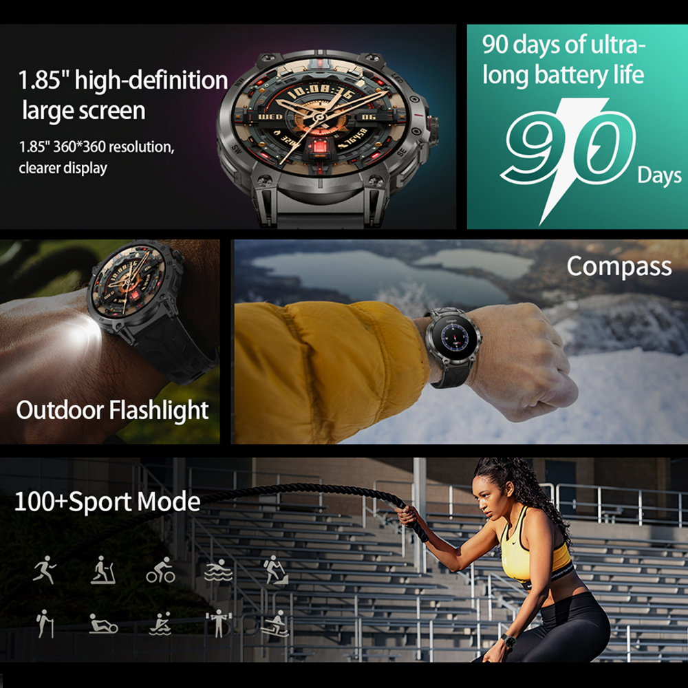 2025 Nuovo per Huawei Xiaomi Astuto Della Vigilanza Degli Uomini tutto'aperto Bussola 760mAh Grande Batteria sport Chiamata Bluetooth 1.85 "ultra HD Smartwatch