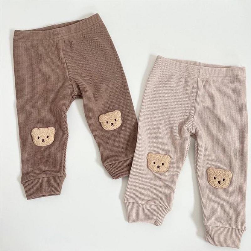 Bonito urso imprimir bebê menino pp calças outono infantil dos desenhos animados calças da menina do bebê harem calças primavera criança leggings roupas de algodão