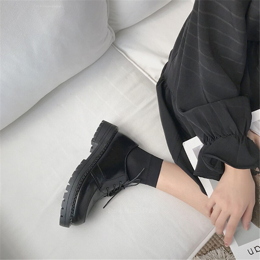 Japanese School Uniform shoes Jk Student Shoes Girls Women Kawaii Lolita Soft Girl Round Toe Platform Patent Leather Shoes 4cm