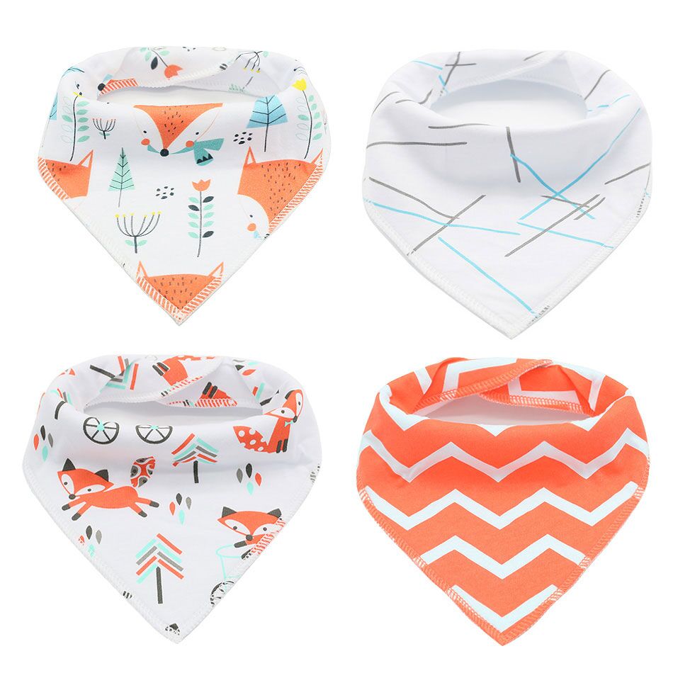HappyFlute 4 stuks veel burp slabbers speeksel handdoek Pijl dier cartoon burp doeken driehoek katoen bandana accessoires: sjy04