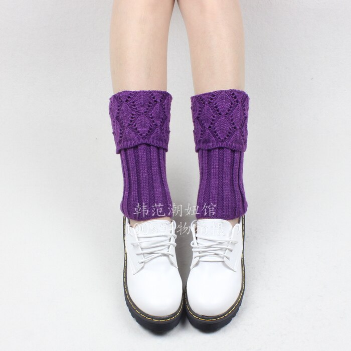 Beenwarmers Vrouwen Hollow Haak Breien Dikkere Dames Elegante Womens Solid Eenvoudige All-Match Zachte Katoen Trendy: purple