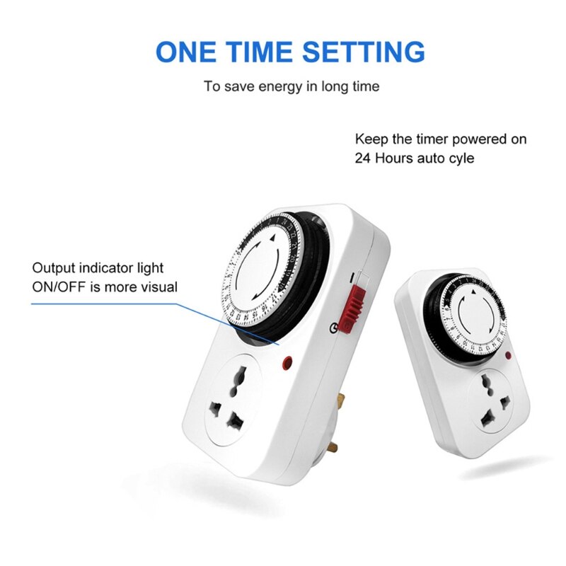 24 Hour Cyclic Timer Switch Kitchen Timer Outlet Loop Universal Timing Socket Mechanical Timer UK EU US Plug