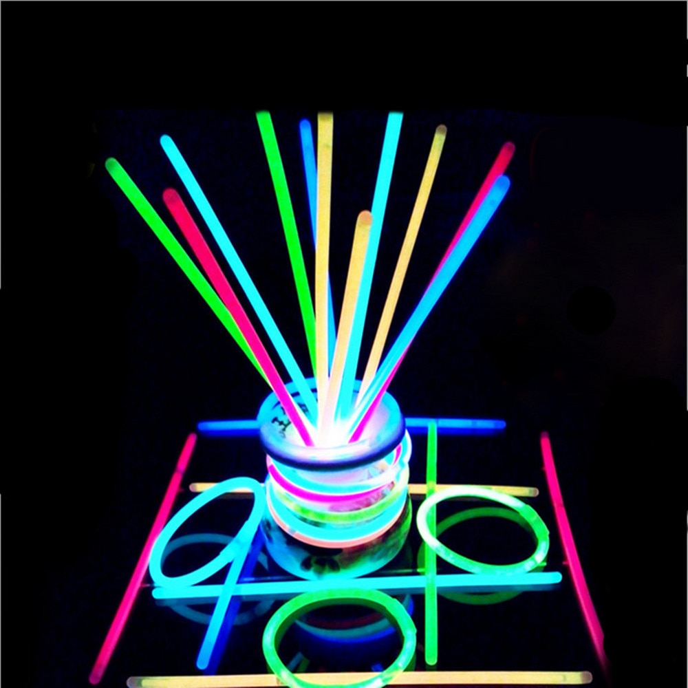 100 stuks lichtgevende gekleurde stokjes voor kerst, dansfeest, fluorescentielampen, doe-het-zelf, kostuums, decoratie, lichtgevend, kerst, dj, rave, gala, neon