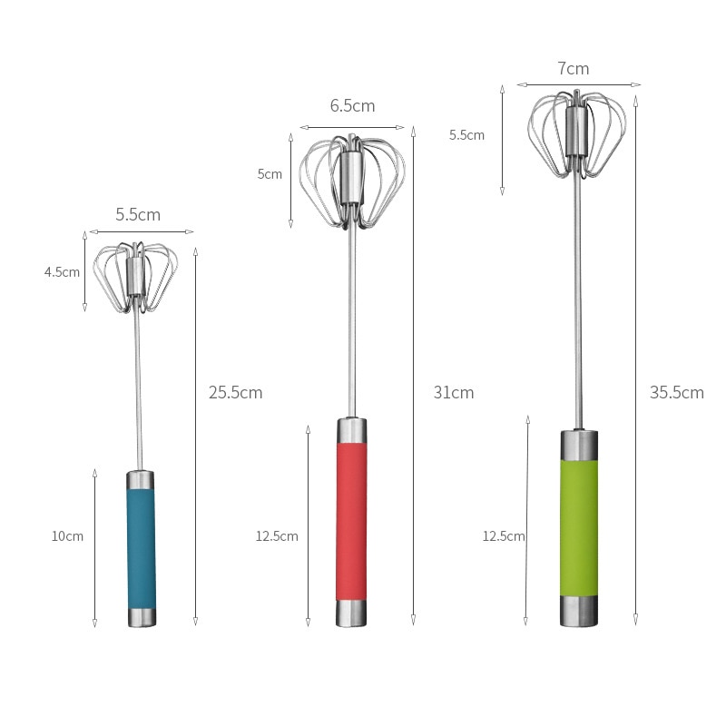 Batidor de huevos de acero inoxidable, mezclador semiautomático de batidor de huevos para batir y batir, utensilio de cocina, prensa Manual, batidor giratorio