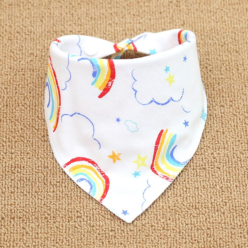 Baby Bibs Cotton Baby Feeding Apron Triangle Cute Baby Bibs Girls Boys Cartoon Feeding Scarf Bib Collar Bib Burp Cloth: Rainbow