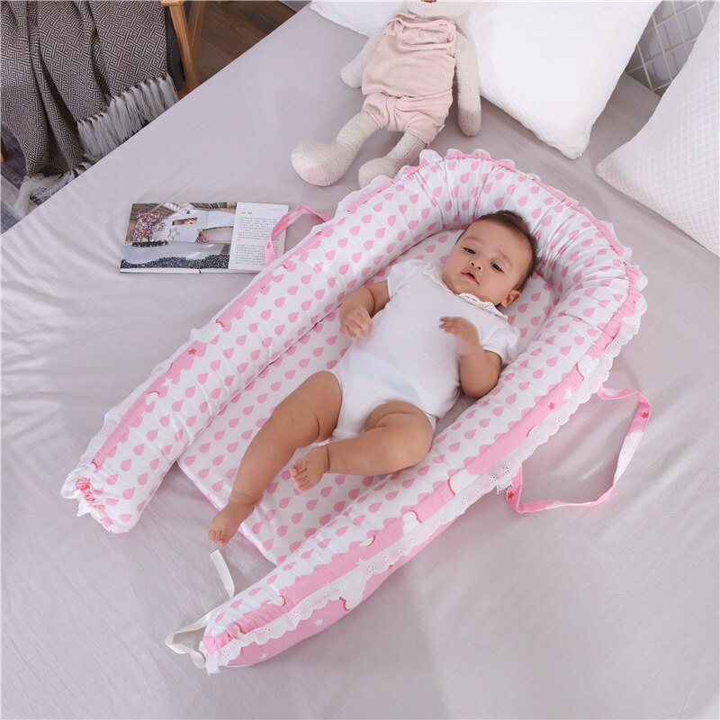 85*50cm Babynest Bett Tragbare Krippe Reise Bett Kleinkind Kleinkind Baumwolle Krippe Wiege Für Neugeborene Baby Kindergarten Tragetasche co Schläfer Bett