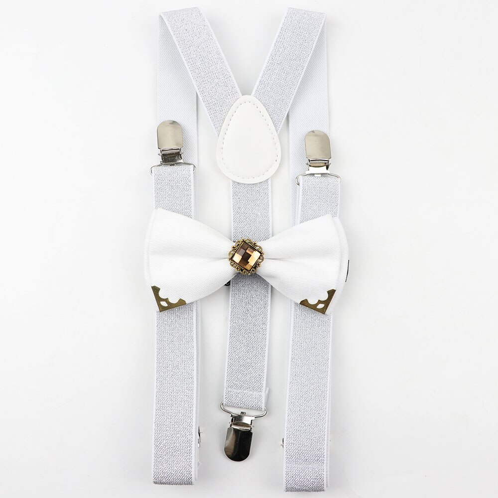 Män lysande glitter star chic hängslen diamant bowtie set bar y-back hängslen för kvinnor fest middag bälte rosett justerbar: Lysande hängslen set 2-3