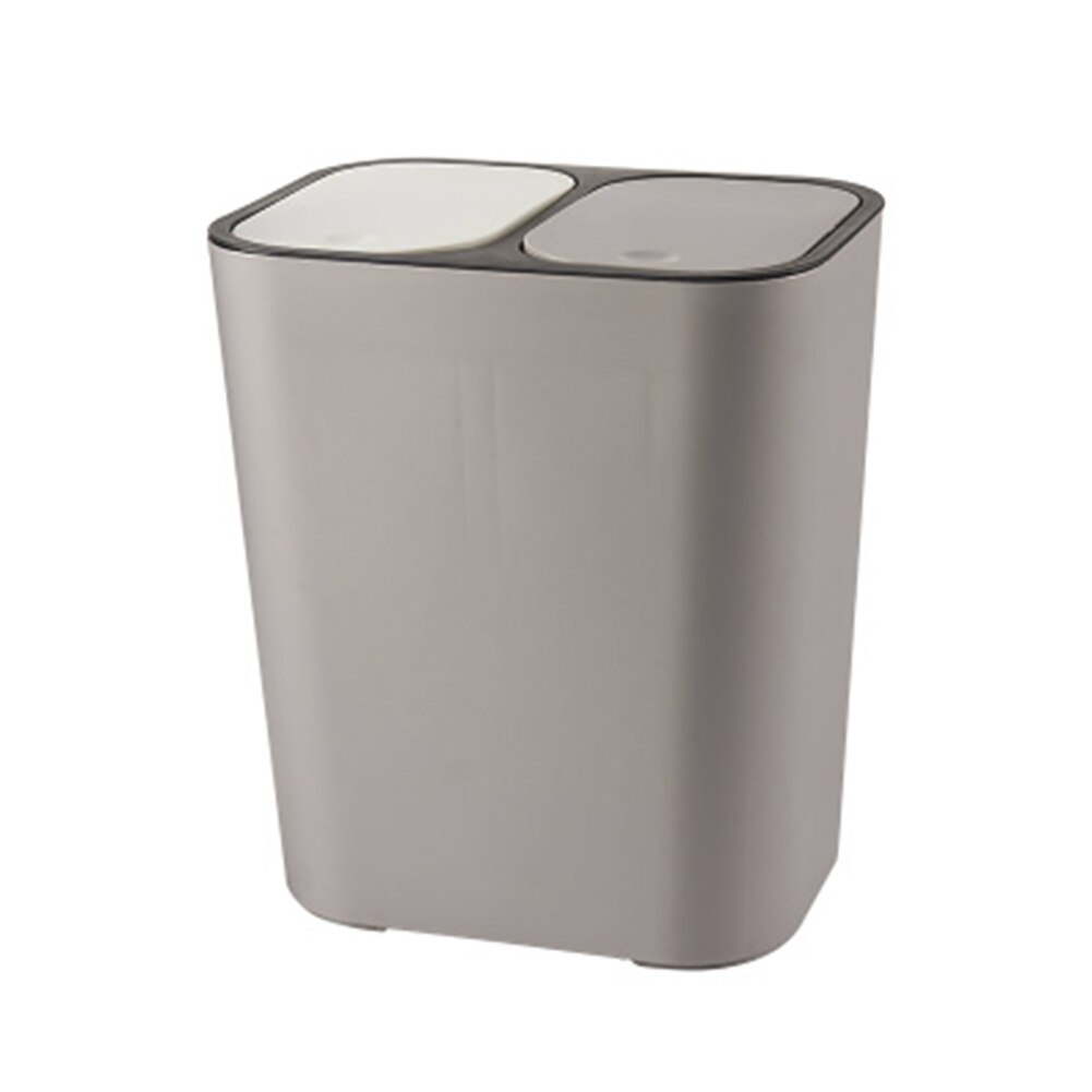 Cubo de basura rectangular de plástico con botón doble, de 12 litros Papelera de reciclaje, papelera clasificada: 4