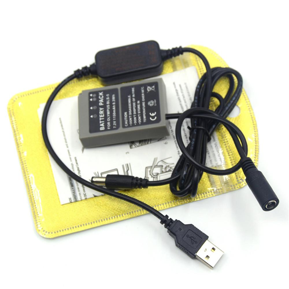 Powerbank 5v usb-kabeladapter + bls -5 dc kobling til olympus pen e -pl7 e-pl5 e-pm2 stylus 1 1s om-d e -m10 e-m10 mark ii iii