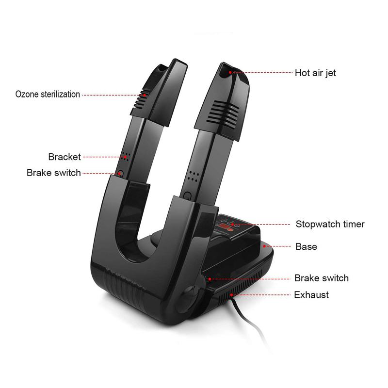 Electric Ozone Shoe Dryer Warmer Ski Boot Dryers Timing Drying with Foldable Stretchable Bracket (US Plug)