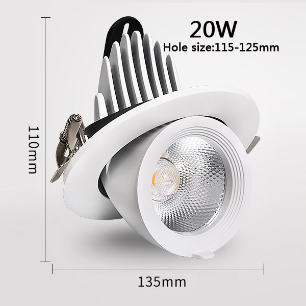 Led cob downlight indbygget lys 360 grader justerbar vinkel 5w 12w 20w 30w 40w spotlampe stue kontor indkøbscenter bar  ac110-240v