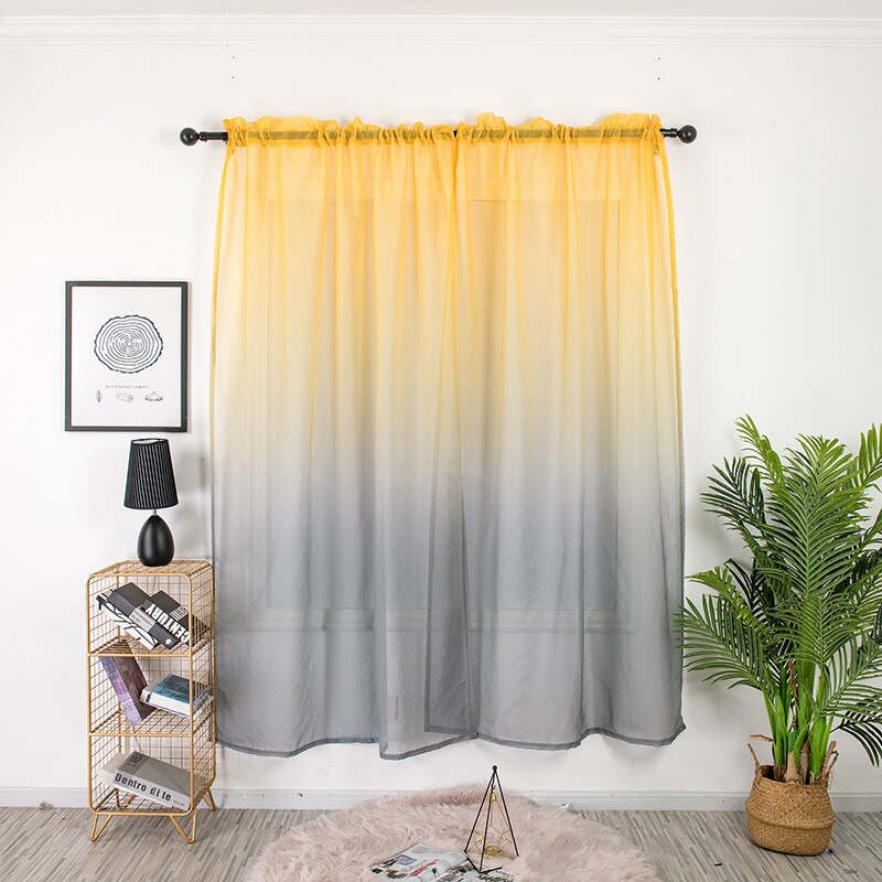 Cortinas arcoíris DE BODA modernas, cortinas de gasa opacas para balcón, sala de estar, cocina, baño, tratamientos de ventana: YELLOW
