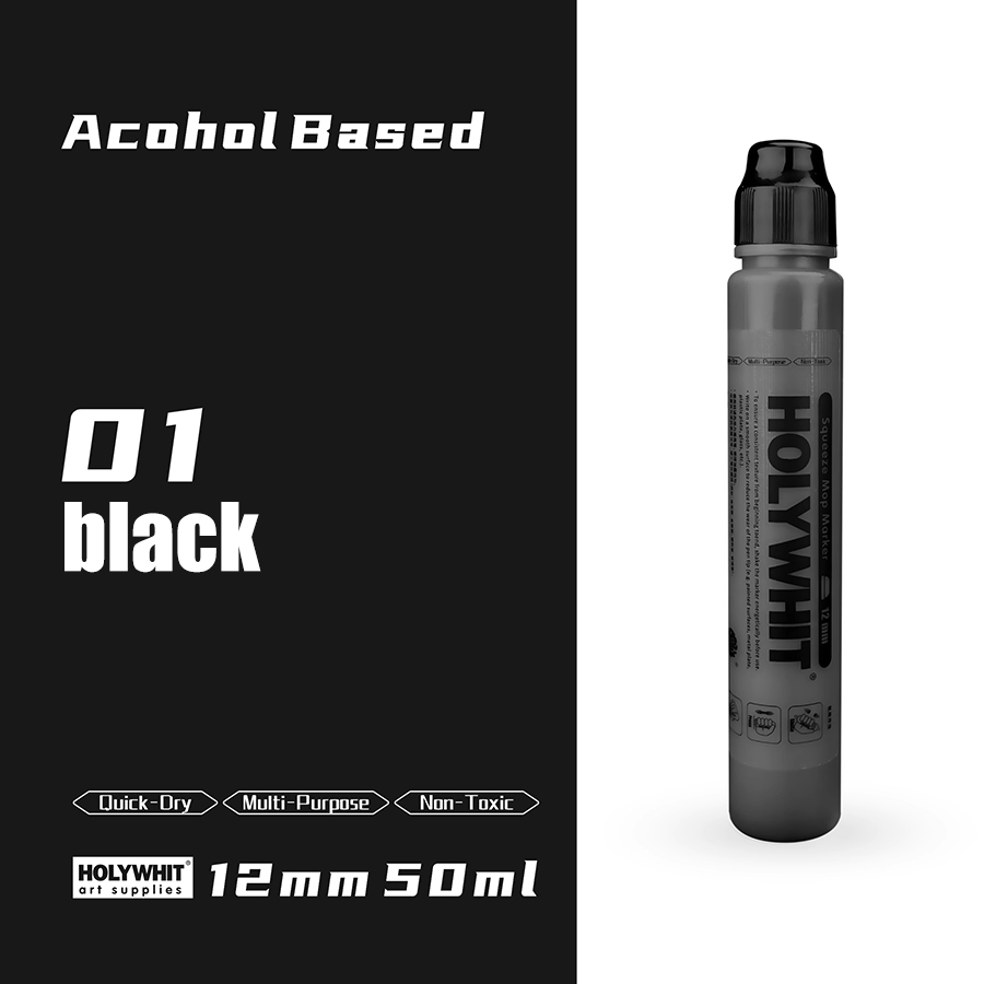 50ml graffiti pływ długopis Farba na bazie oleju Podpis Okrągła końcówka Zakreślacz Wodoodporny 12mm farba długopis znak Malowanie ścian: czarny
