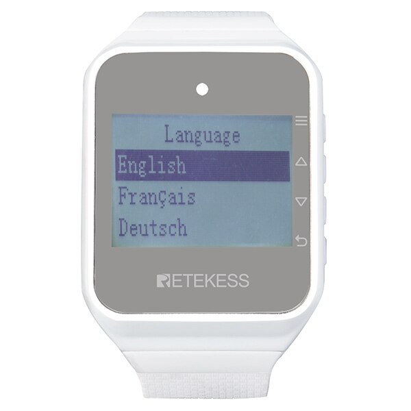 Retekess Wireless Calling System Nurse Call Watch Receiver+10 Call Bell Emergency Call Button for the Elderly Call Service: White-EN-FR-DE