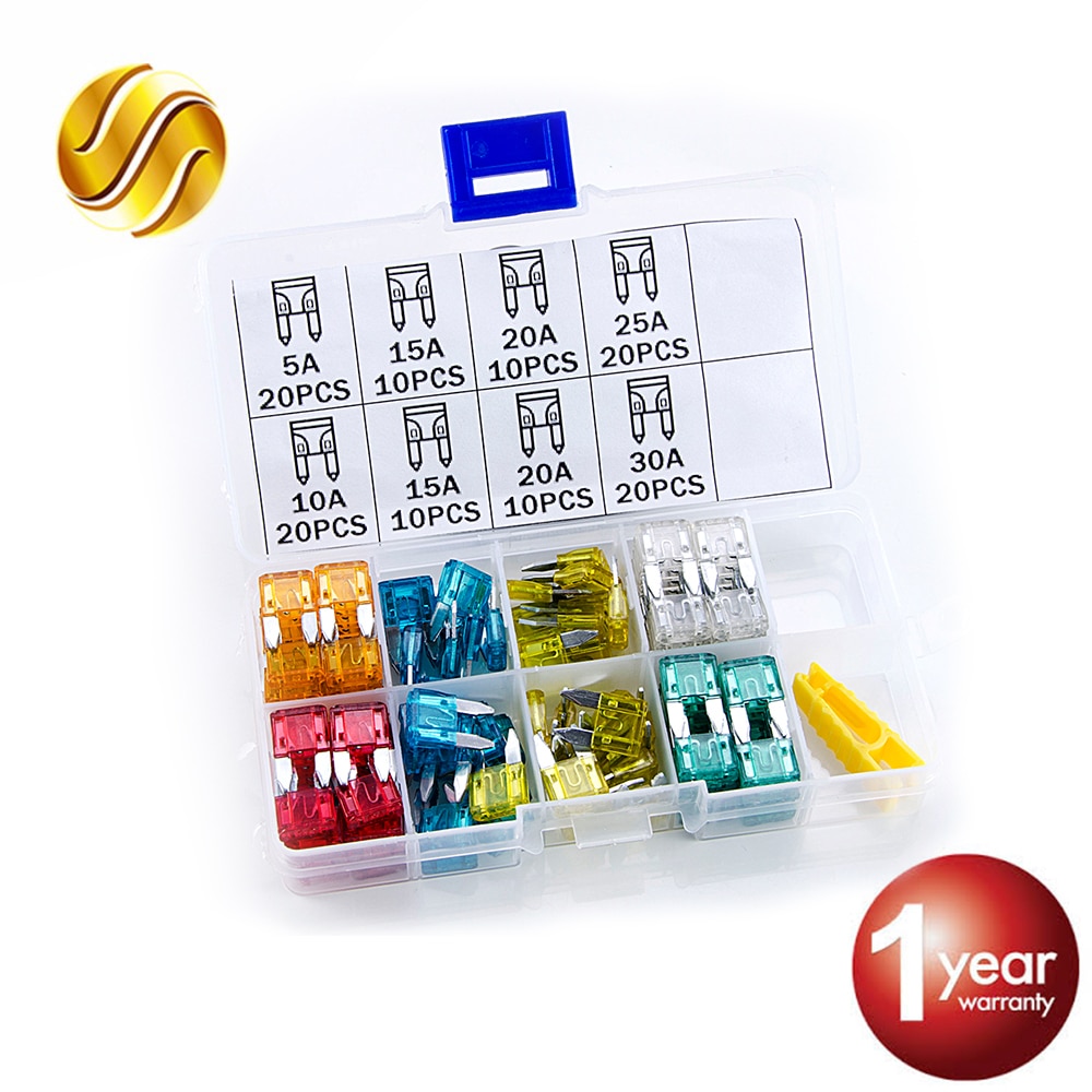 MINI fusible de coche 5A, 10A, 15A, 20A, 25A, 30A, con Clip de caja, surtido de cuchilla automática, conjunto de fusibles para vehículo, barco, camión, SUV, 120 Uds.