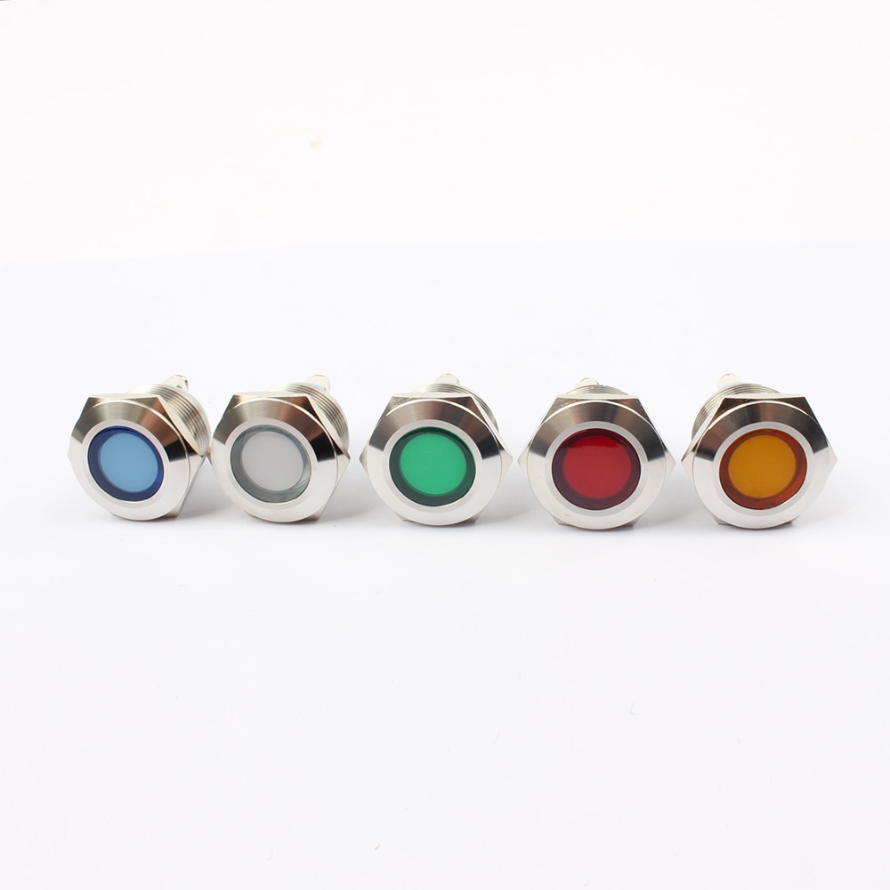 LED Metall Anzeige licht 19mm wasserdicht Signal lampe LICHT 3V 6V 12V 24V 220v schraube verbinden verrotten gelb blau weiß 19ZSD.PY.L
