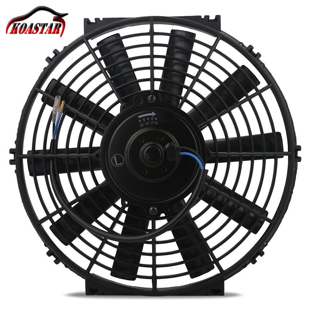 Universal 8" 10" 12" 14" Slim Electric Pull Push Fan /Motor Engine Radiator Oil Cooler Cooling Fan 12V 80W Straight Blades