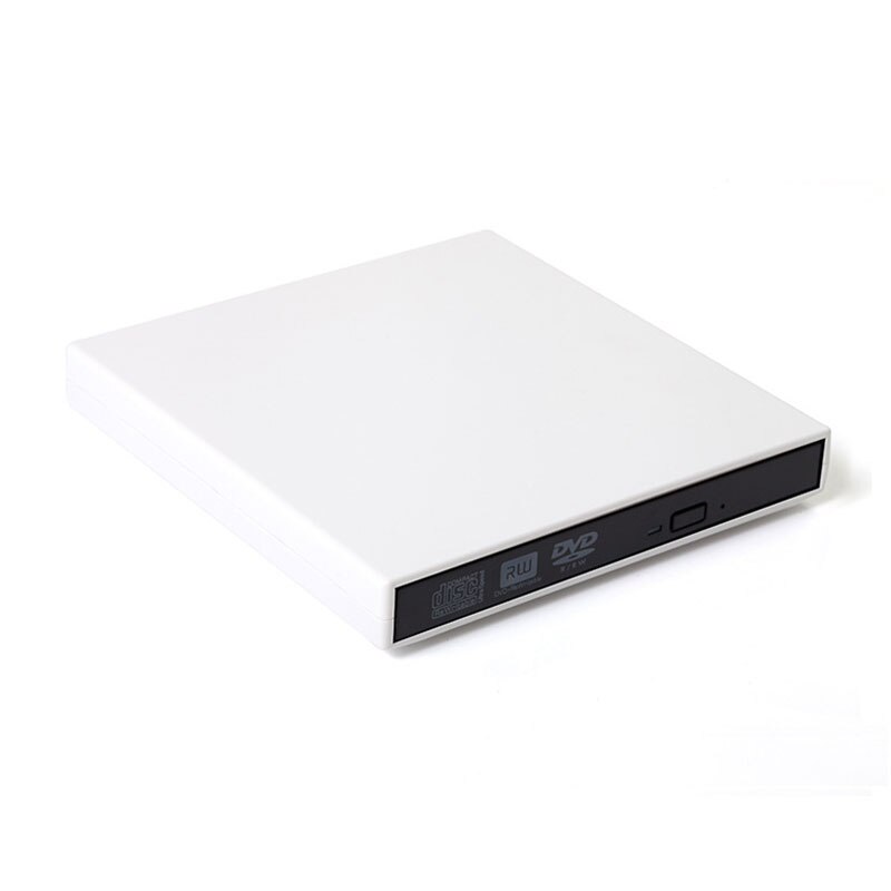 Slim Usb 2.0 Draagbare Externe Dvd Rom Optische Drive Cd/DVD-ROM CD-RW Speler Brander Plug En Play Voor Macbook laptop Desktop Pc: WHITE