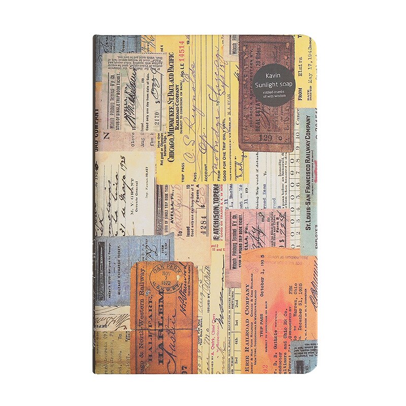 A5 European Retro Style Color Page Diary Personality Illustration Kraft paper Notebook Old Stamp Style Notebook