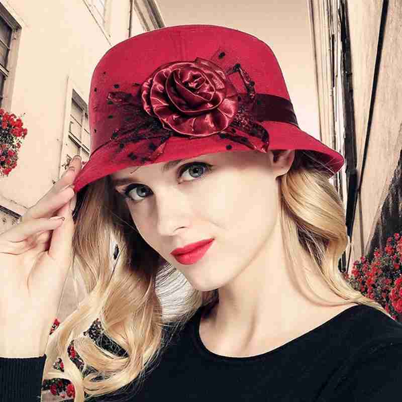 Chapeau seau en laine pour femmes, Cloche en feutre rétro, Vintage britannique
