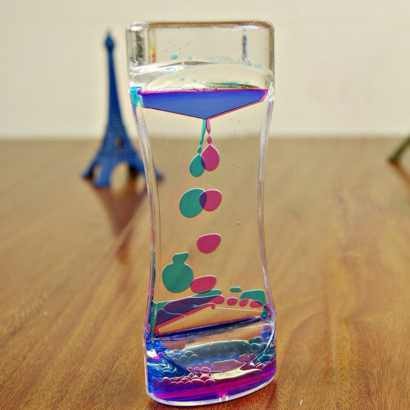 Floating Color Mix Illusion Timer Liquid Motion Visual Slim liquid Oil Glass Acrylic Hourglass Timer Clock Ornament Desk: Color 1