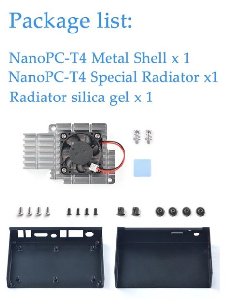 Dissipateur de chaleur NanoPC-T4 avec ventilateur, boîtier en métal, support pour PWM auto-réglage Android Ubuntu: Paquet 3