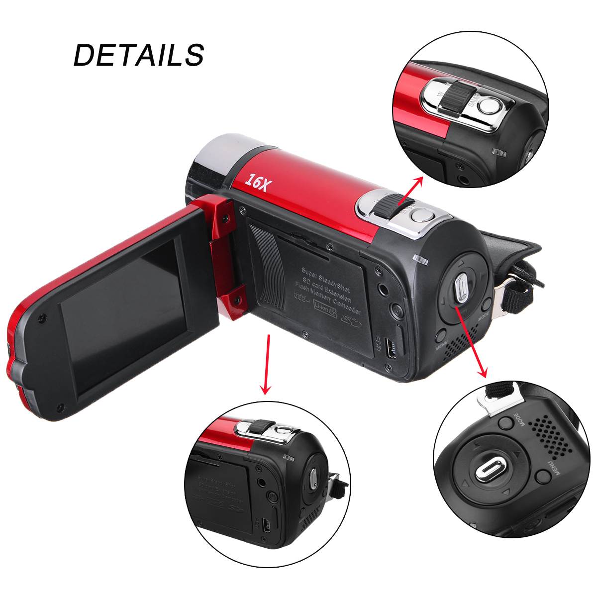 1080P HD Digital Camera Portable Videocamcoder Videocam DV for Home Use Travel Video Camcoder 270 Degrees Rotatable Screen