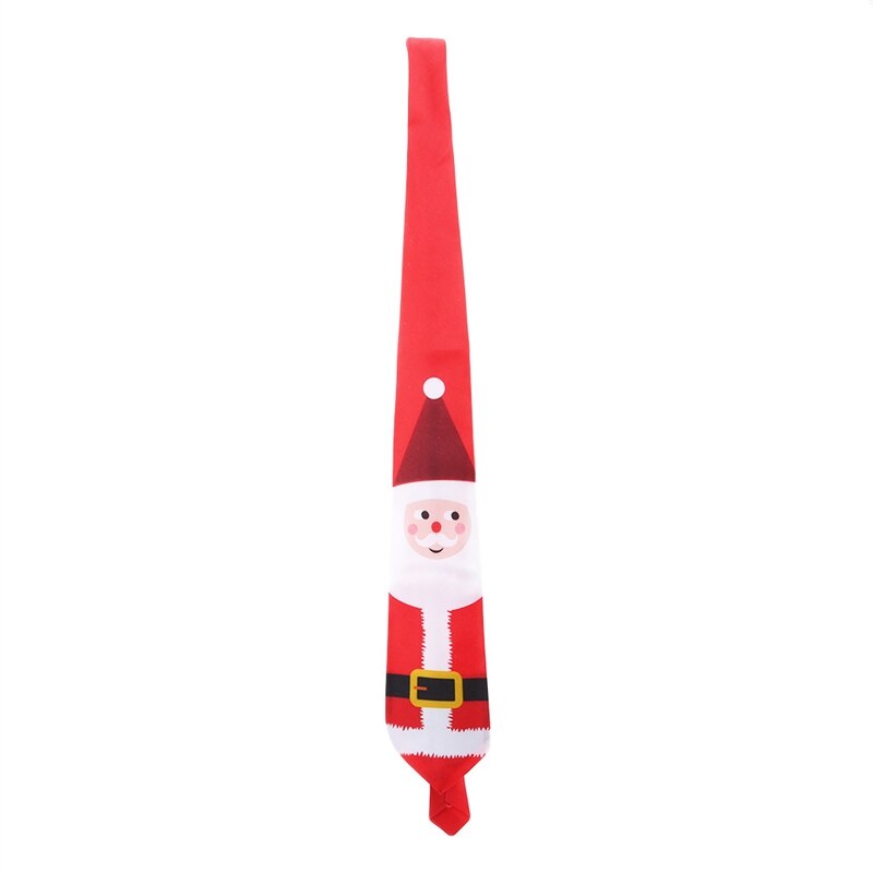 Corbata roja estampada de Navidad 128cm verde árbol novedad corbata roja de Papá Noel copo de nieve cuello corbata para del Festival: Red santa