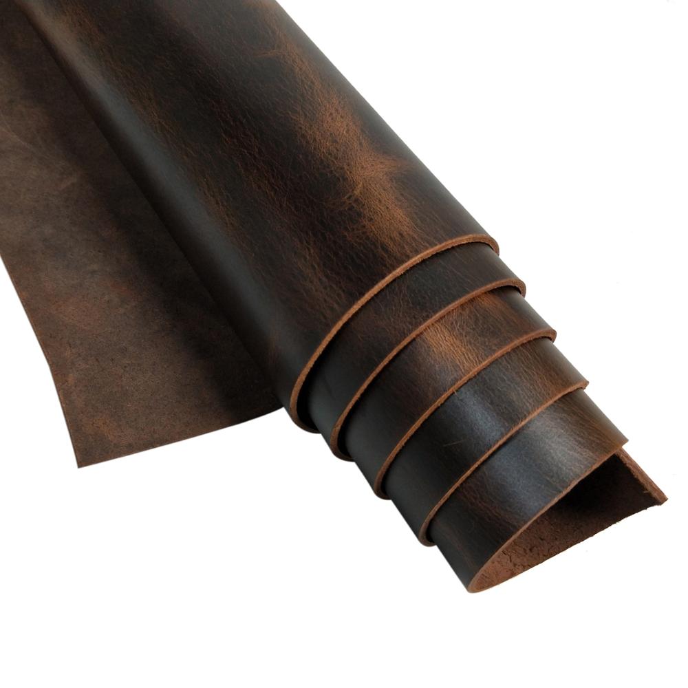 Olie Gelooid Leer Echt Koeienhuid Leer Materiaal Stuk 2.0Mm Dikte Wax Leer Voor Diy Hand Leathercraft: Brown / 30cm x 15cm