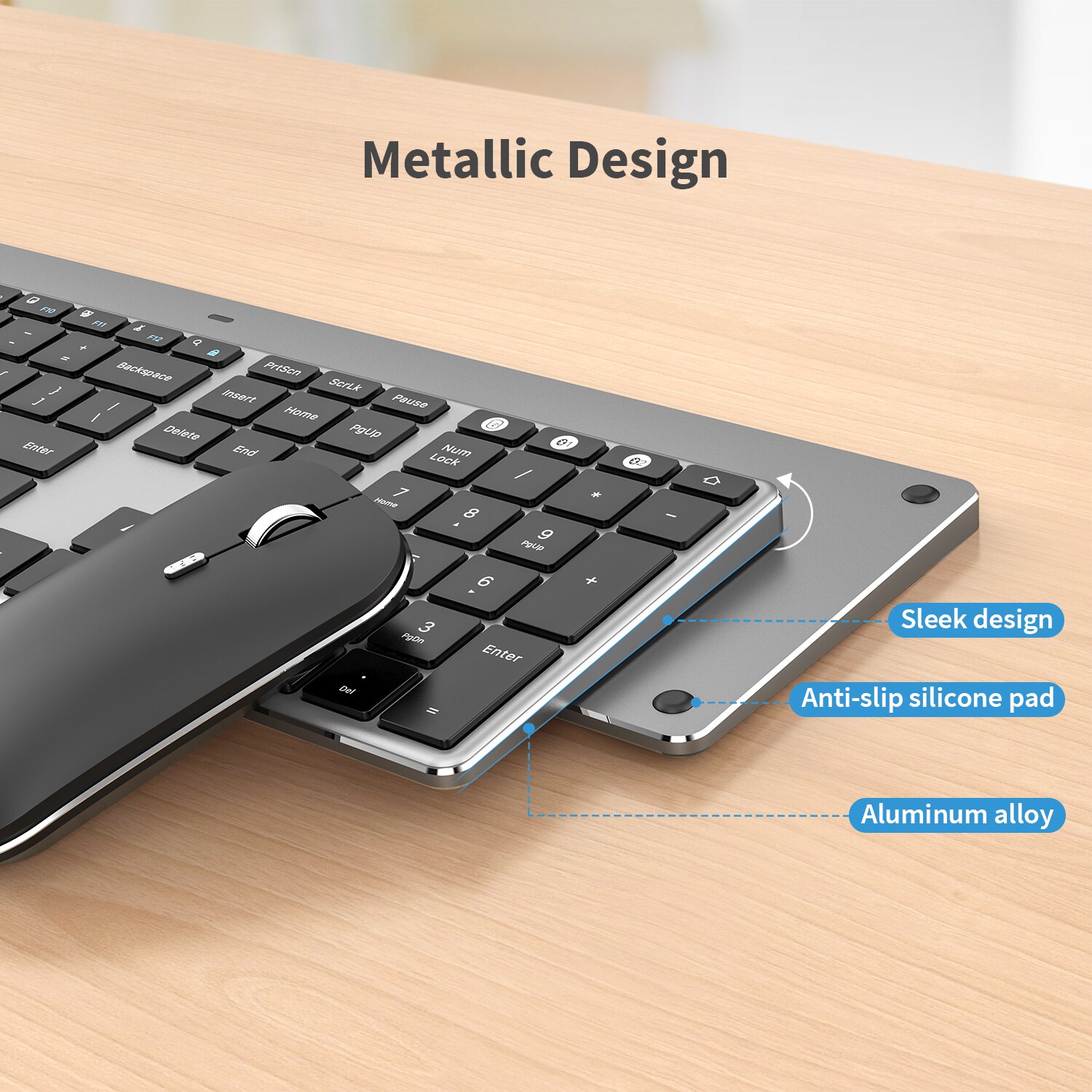 Jelly Comb Rechargeable Bluetooth Keyboard and Mouse Full Size Ultra Thin 2.4G Wireless Bluetooth Keyboard Mouse Combo for Mac