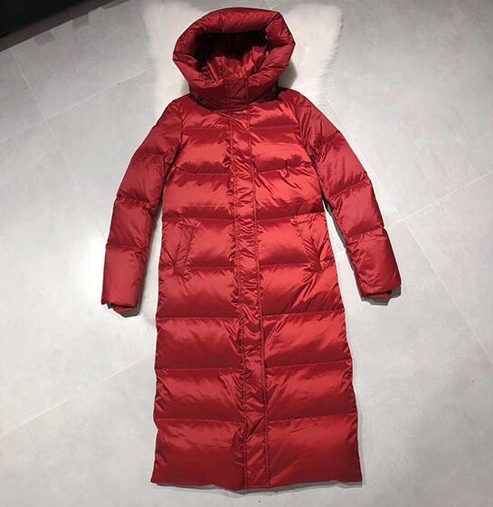 Winterjas dames lang dons parka jas losse dikke warme capuchon eendendonsjas dames casual plus size overjas: Rood / Xxl