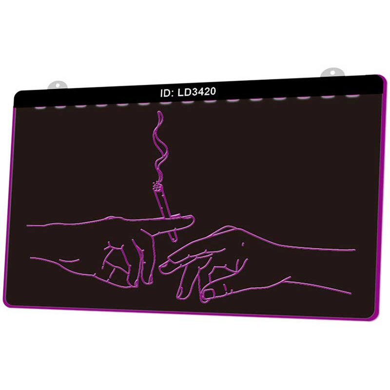 Ld3420 sigaretten handen met 3d gravure led lichtreclame meerdere kleuren gratis verkoop