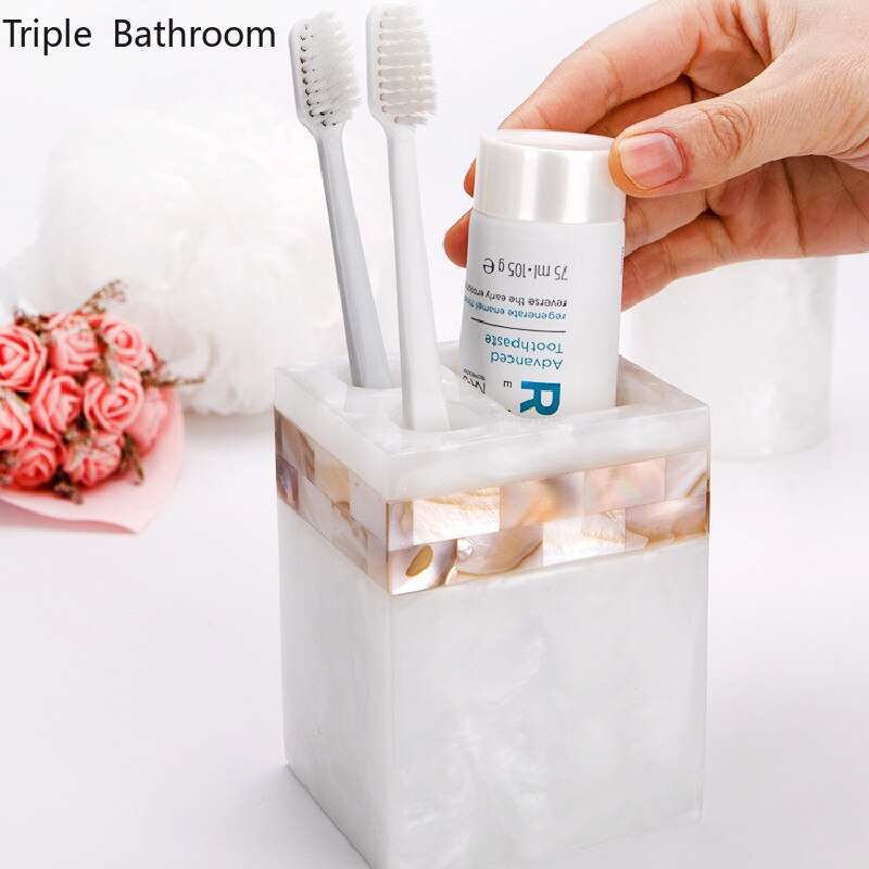 Light Luxury Shell Resin Toothbrush Holder Portable Travel Bathroom Accessories Toothbrush Toothpaste Storage Display Stand