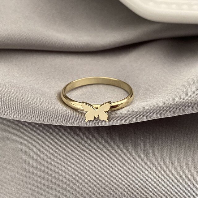 Hiphop Felsen Kupfer Hohl Butterflys Punk Ringe Öffnen Index Finger Zubehör Gold Farbe gemeinsam Ring Für Frauen Paar Schmuck: (16.9mm)Gold A