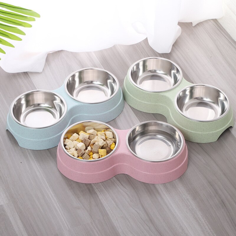 Dubbele voerbakken voor huisdieren, hondenvoer, waterbak van roestvrij staal, drinkbak voor huisdieren, voerbak voor katten en puppy's, accessoires voor kleine honden