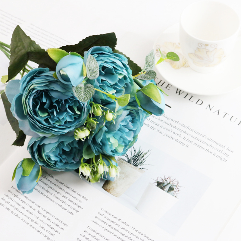 30cm pioner kunstig rose blomster bukett silke pion brud som holder blomster bryllup hjemmedekorasjon fest diy faux vår