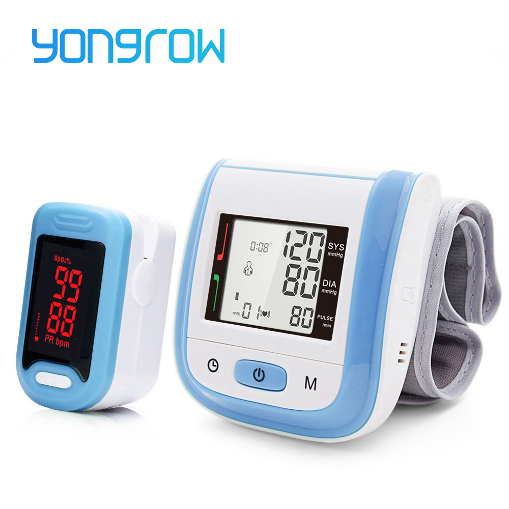 Yongrow Medische Digitale Pols Bloeddrukmeter en LED Draagbare Vingertop Pulsoxymeter Gezondheidszorg Familie Spo2 PR