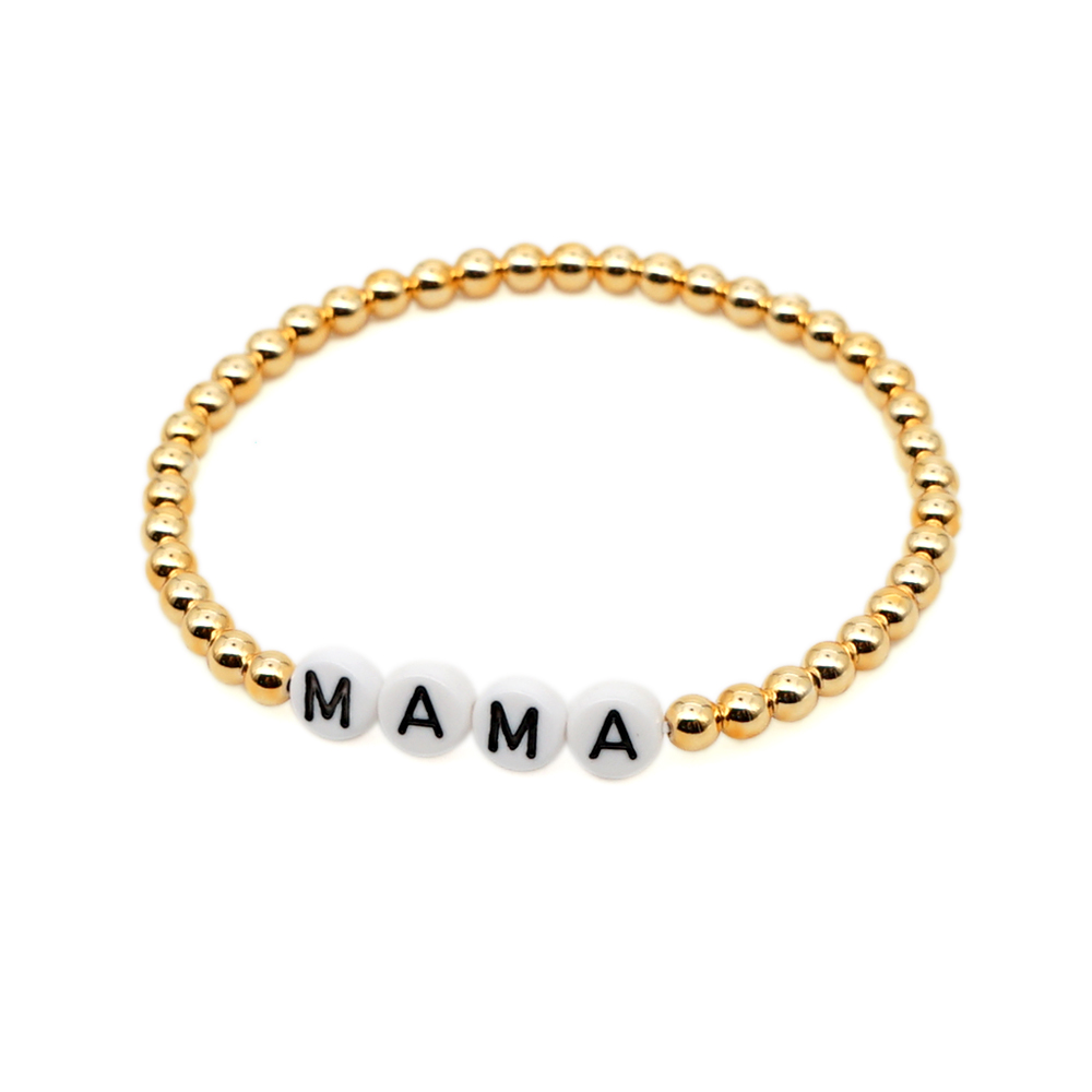 GO2BOHO Bracelet Femme Bracelets For Women MAMA Letter Mothers Day Trendy Jewelry Fadeless Gold Plating Beads