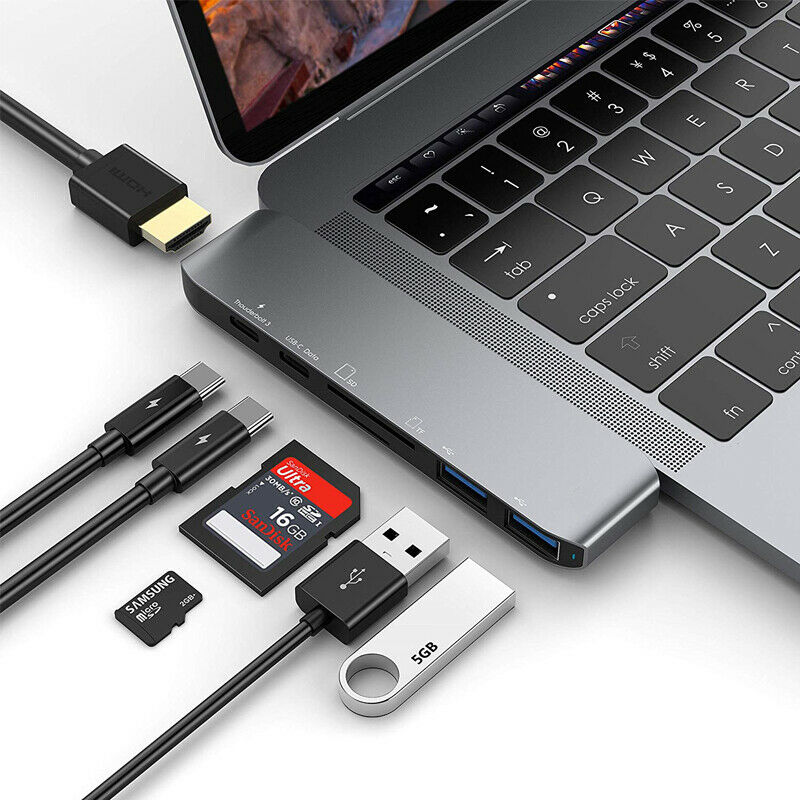 7 In 1 Adapter Dock Met 4K Hdmi Pd Usb 3.1 Type-C Hub micro Sd/Tf Port Charge Voor Macbook Air Pro