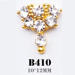10 stk 3d legeret neglekunst tilbehør skinnende krystal guld negle smykker topniveau negle skønhed charms: B410