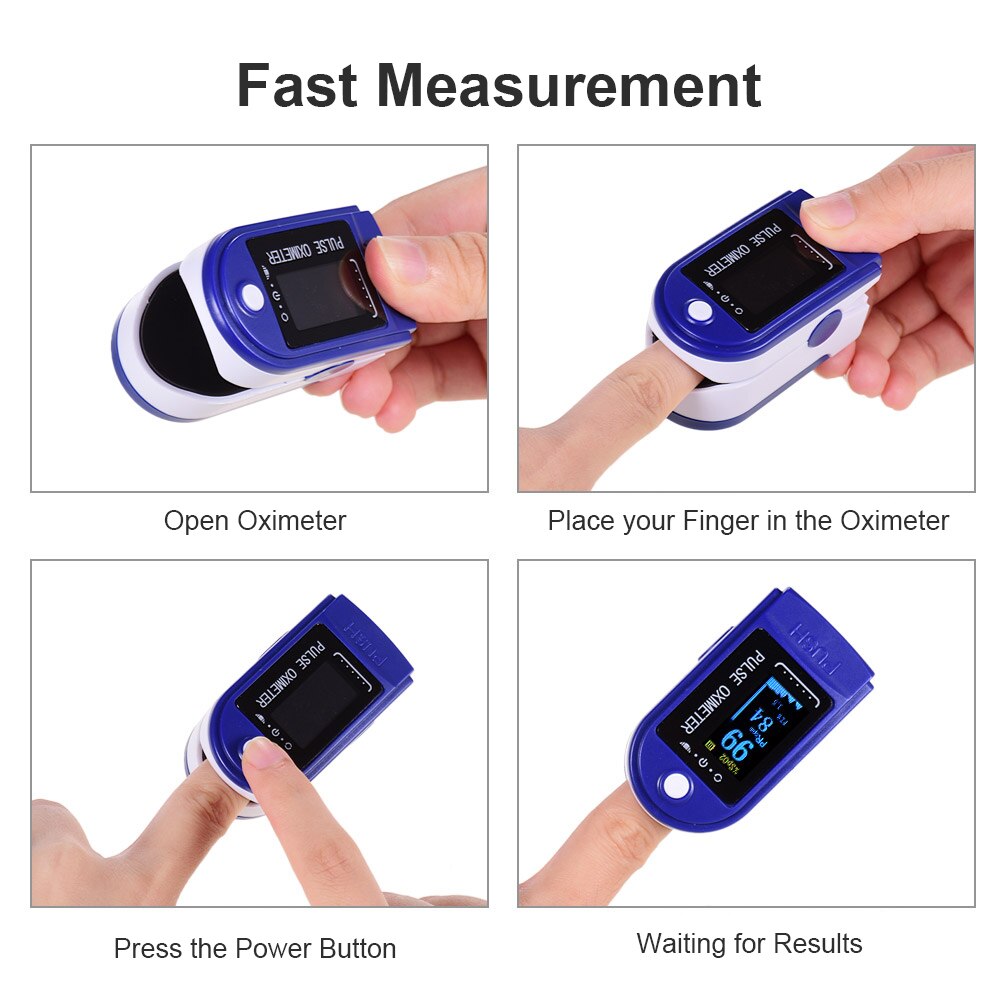 Portable Pulse Oximeter TFT LCD Display Finger Oximetry Blue SPO2 Oxygen Measurement Blood Pressure Heart Rate Monitor