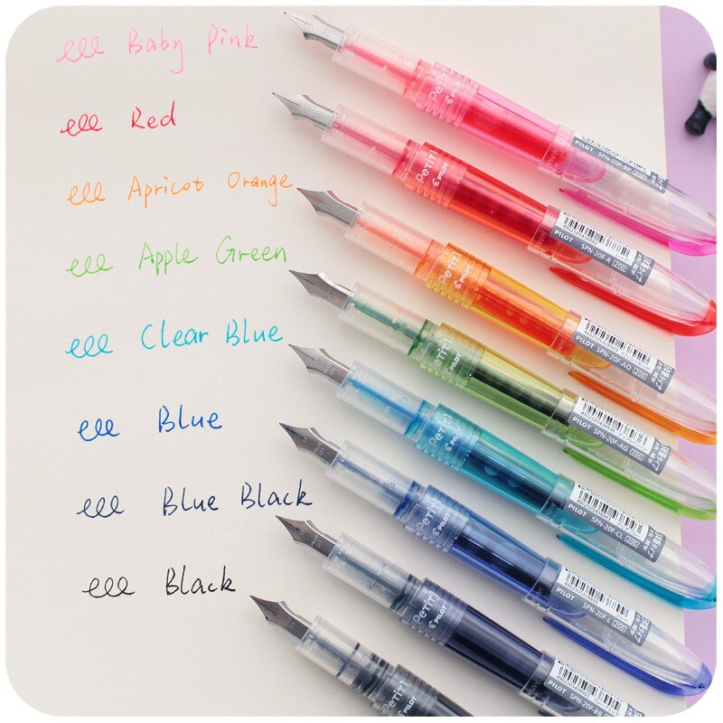 PILOT SPN-20F PETIT Mini Fountain Pens Fine Tip Writing Calligraphy Colorful Transparent Body Portable Pocket Pen