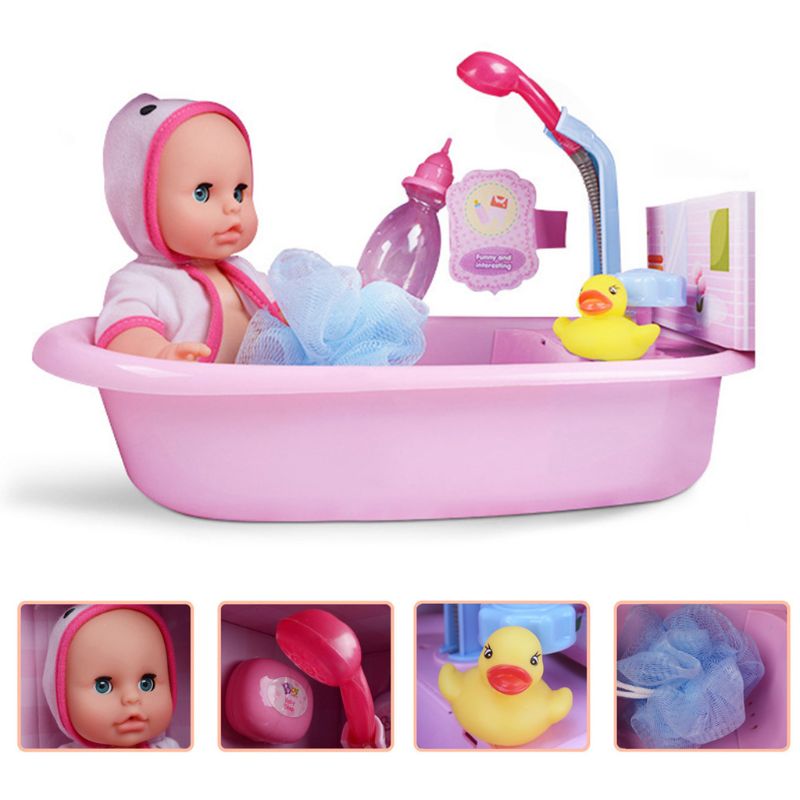 Simulation Baby Bathing Set Doll Bathtub Bath Ball Bottle Shower Head Puzzle Toy