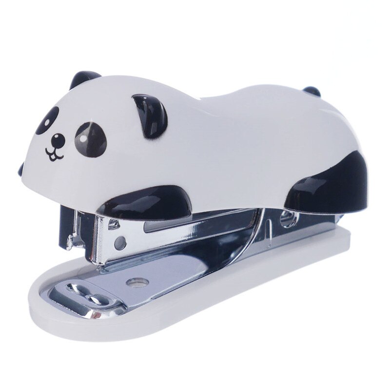 Cartoon Panda Mini Stapler Staples Set School Office Supplies Stationery Paper Binding Binder Book
