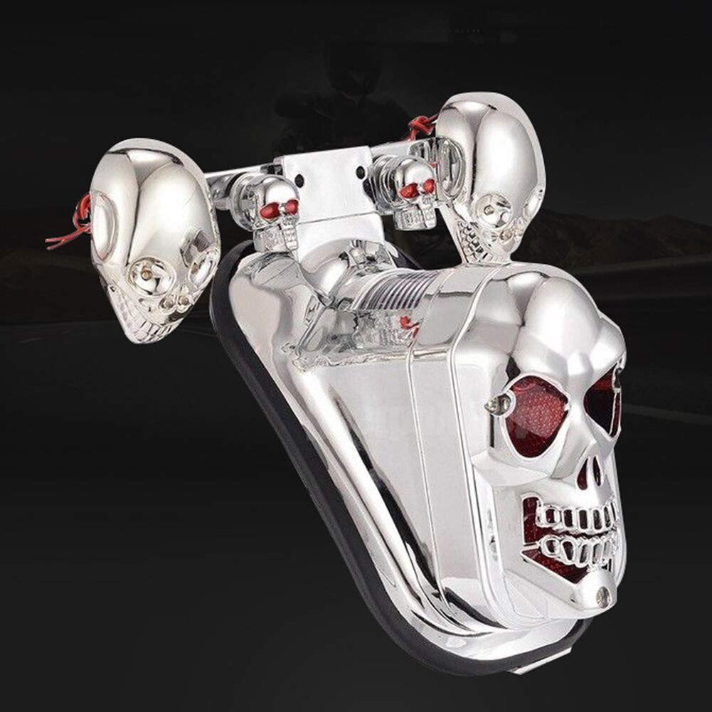 Universele Chrome Skelet Stijl Staart Achter Brake Running En Draaien Licht Voor Motorfietsen