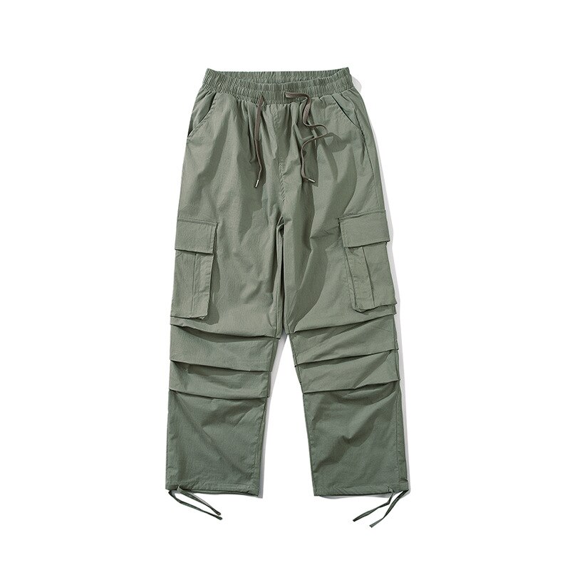 Ropa de trabajo para hombre de estilo Hip-hop plisada unclodonjm, pantalones informales Retro con múltiples bolsillos, pantalones con cintas al tobillo y cordones, CG-2002 para hombre