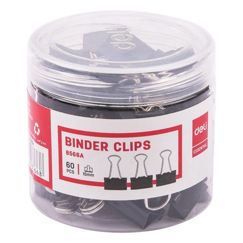 Deli Metal Binder Clips 15-51mm Sizes In Jar For Books Files Binding Stationery School Office Supplies Metal Paper Clip: 15mm            