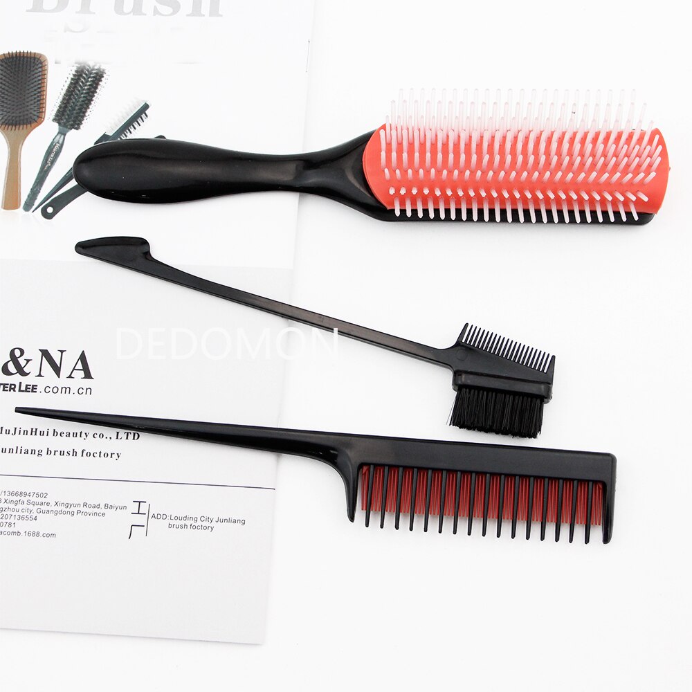 Hair Comb 9-Row Detangling Hair Brush Rat Tail Comb Styling Hairbrush Straight Curly Wet Hair Scalp Massage Brush Women