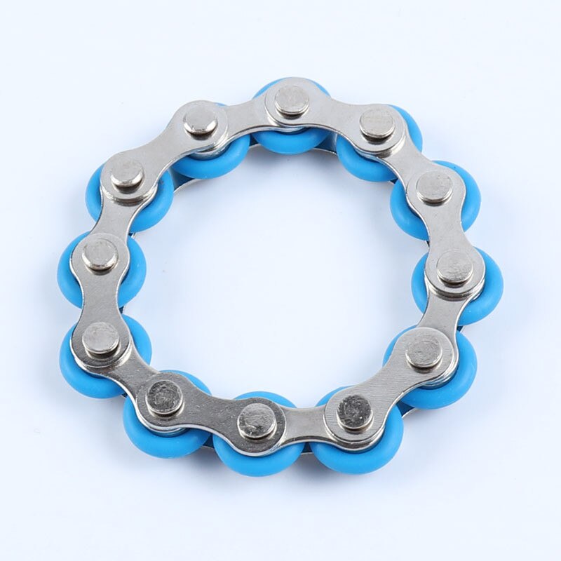 8/12 noeuds porte-clés chaîne Fidget jouet soulagement de la pression Stress chaîne en acier inoxydable vélo chaîne boucle porte-clés doigt jouet: 12 knots Light blue
