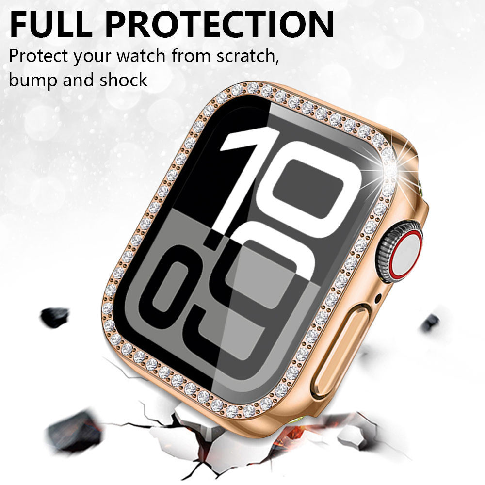 Apple Watch 10 Series Single Row Diamond Case Full Cover Watch Protective Cover Iwatch Series 42MM 46MM Apple Watch Case